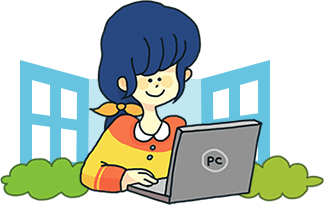 PCを操作する女性