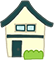 緑の屋根の2階建て一軒家